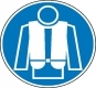 Aufkleber Symbol "Rettungsweste tragen", 200mm
